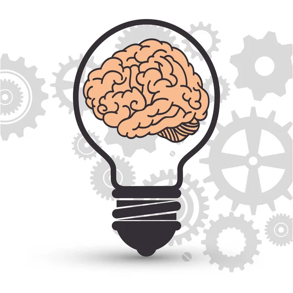 Bulbo y cerebro ideas creativas — Vector de stock