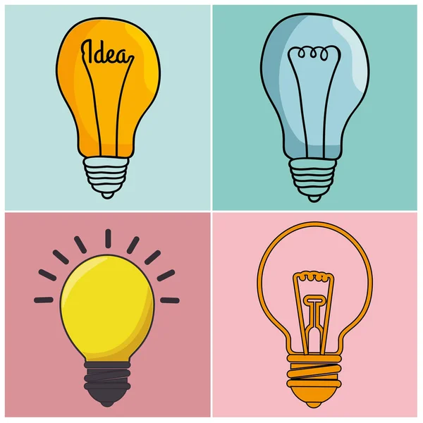 Bulbs set creative ideas concept — Stock Vector