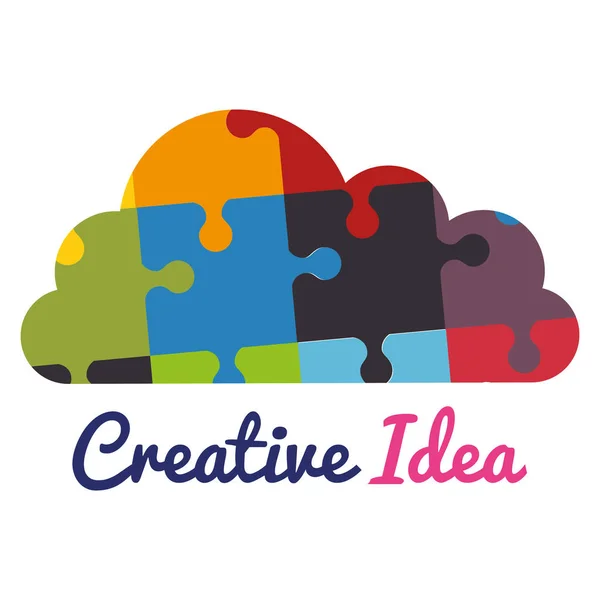Nuvem com peças de quebra-cabeça ideias criativas — Vetor de Stock
