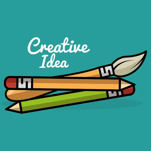 Material escolar ideas creativas — Vector de stock