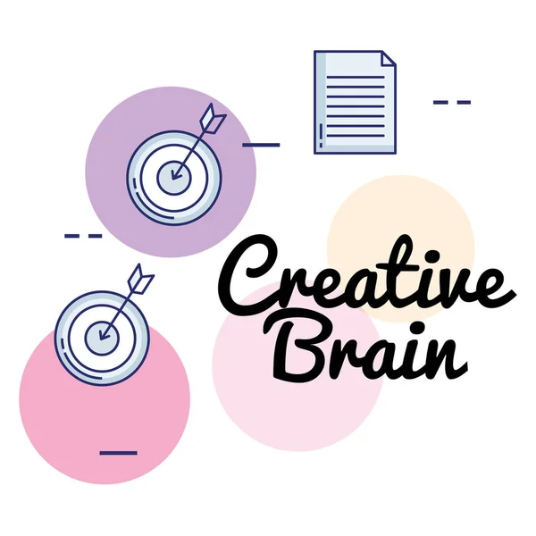 Ícones de conjunto de cérebro criativo — Vetor de Stock