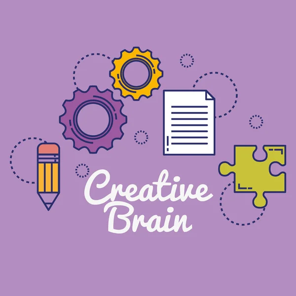 Ícones de conjunto de cérebro criativo — Vetor de Stock