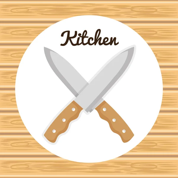 Кухонные ножи крест посуды значок — стоковый вектор