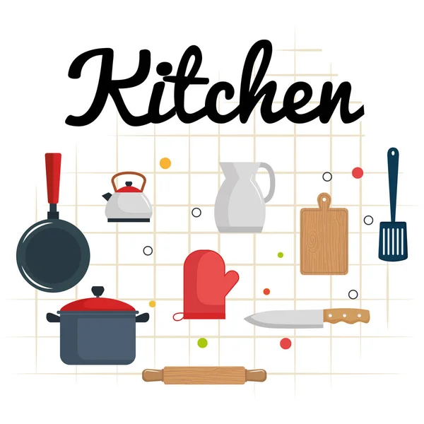Utensílios de cozinha ícones de equipamentos — Vetor de Stock