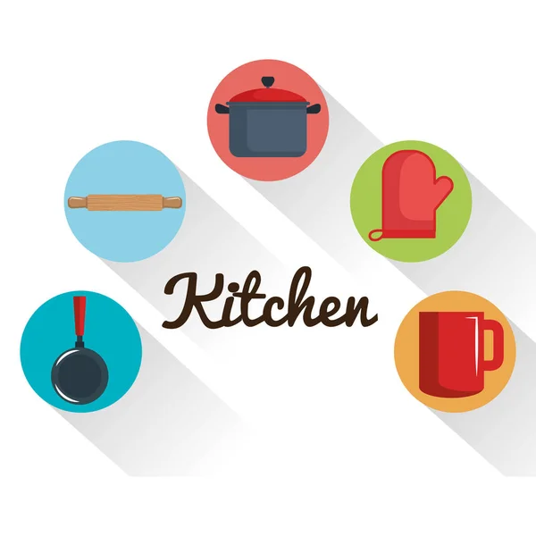 Kitchen utensils equipment icons — Stock Vector