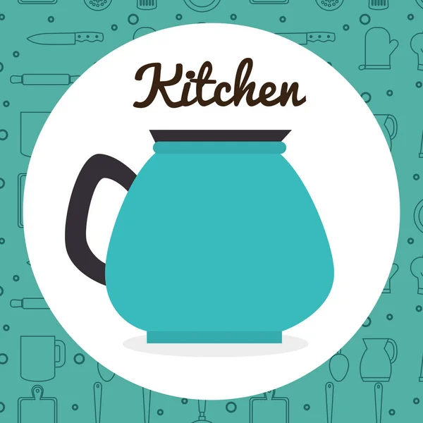 Кухонный чайник посуды значок — стоковый вектор