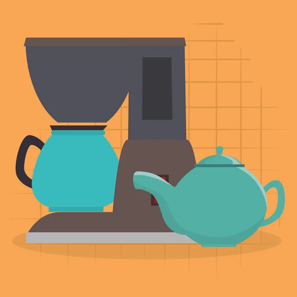 Kitchen teapot and coffee maker utensil icon — Stock Vector