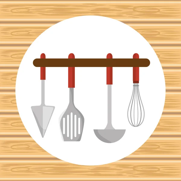 Utensílios de cozinha ícones pendurados — Vetor de Stock