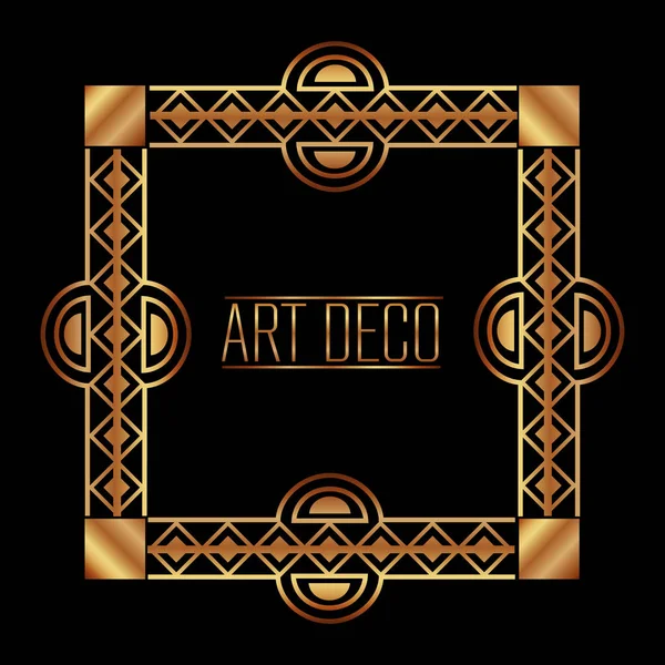Art deco frame border ornate gold decoration vintage — Stock Vector