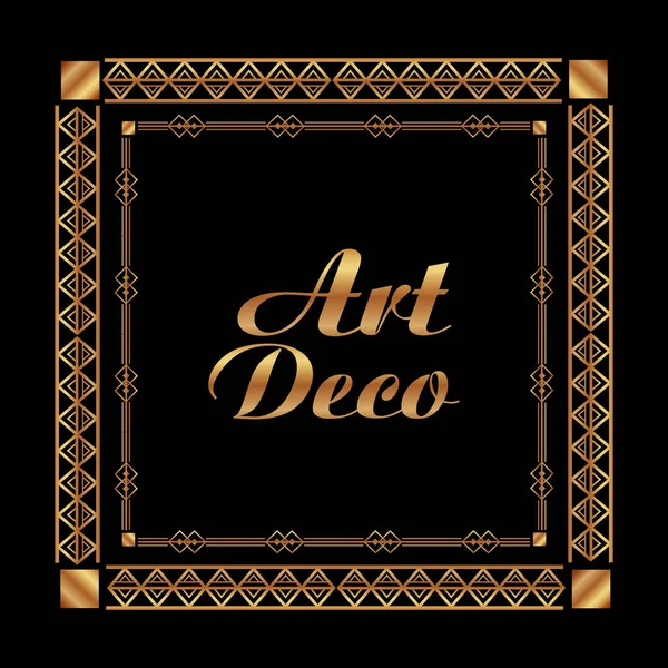 Art deco marco elegante decorativo cuadrado estilo — Vector de stock