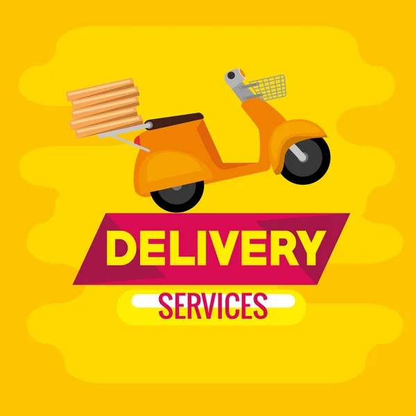 Delivery service with scooter motorcycle — Stock Vector