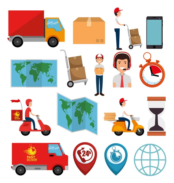 Service de livraison ensemble icônes — Image vectorielle