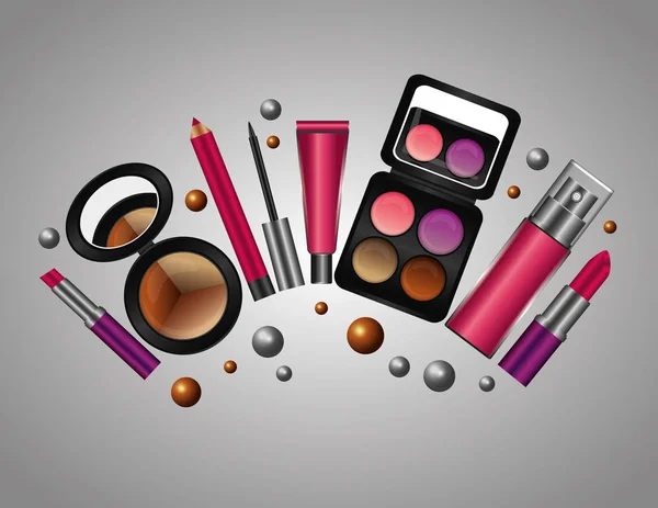 Spray crema tubo cosméticos productos de maquillaje — Archivo Imágenes Vectoriales