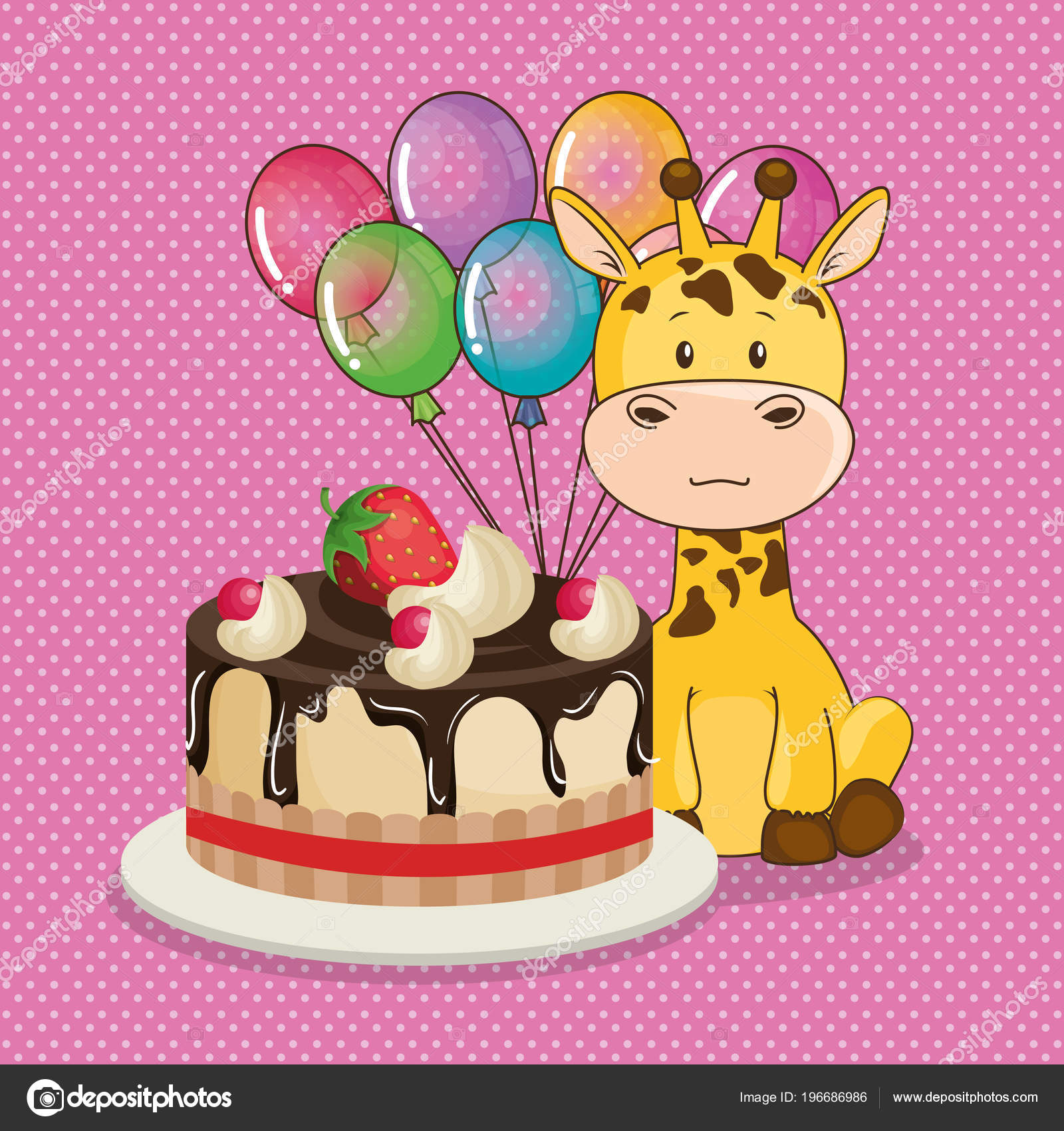 かわいいキリンとお誕生日おめでとうカード ストックベクター C Yupiramos かわいいキリンとお誕生日おめでとうカード ストックベクター C Yupiramos