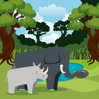 vahşi hayvanlar orman sahne