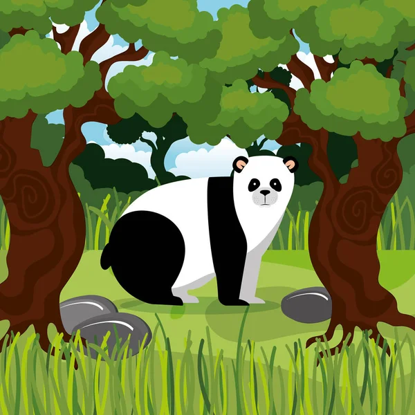 Wild Beer panda in de jungle-scene — Stockvector