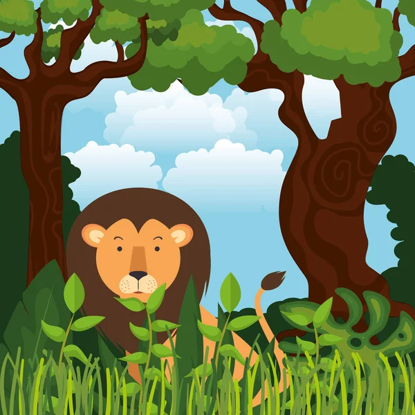 Wild in the jungle scene — Stock Vector