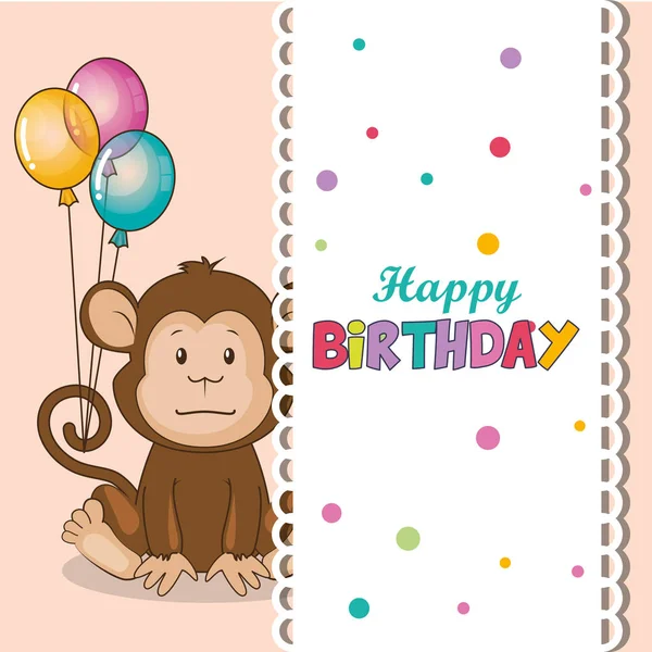 Glückwunschkarte mit süßem Affen — Stockvektor