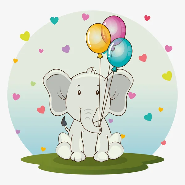 Happy birthday card with cute elephant — Stock Vector