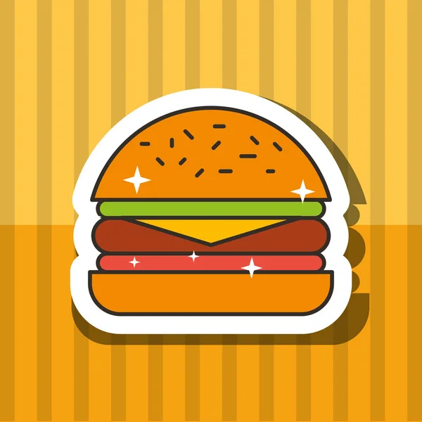 Fast food hambúrguer carne tomate e alface — Vetor de Stock