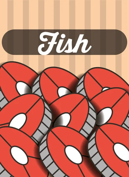 Φέτες ψαριού αφίσα εστιατόριο μενού — Διανυσματικό Αρχείο