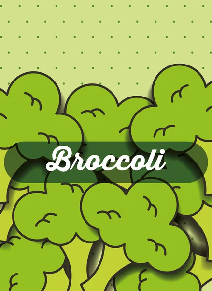 Grönsaker broccoli på prickig bakgrund — Stock vektor