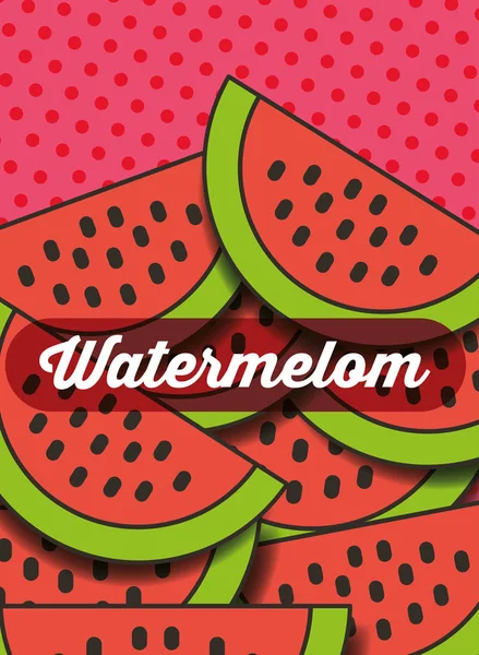 Frukt vattenmelon på prickig bakgrund — Stock vektor