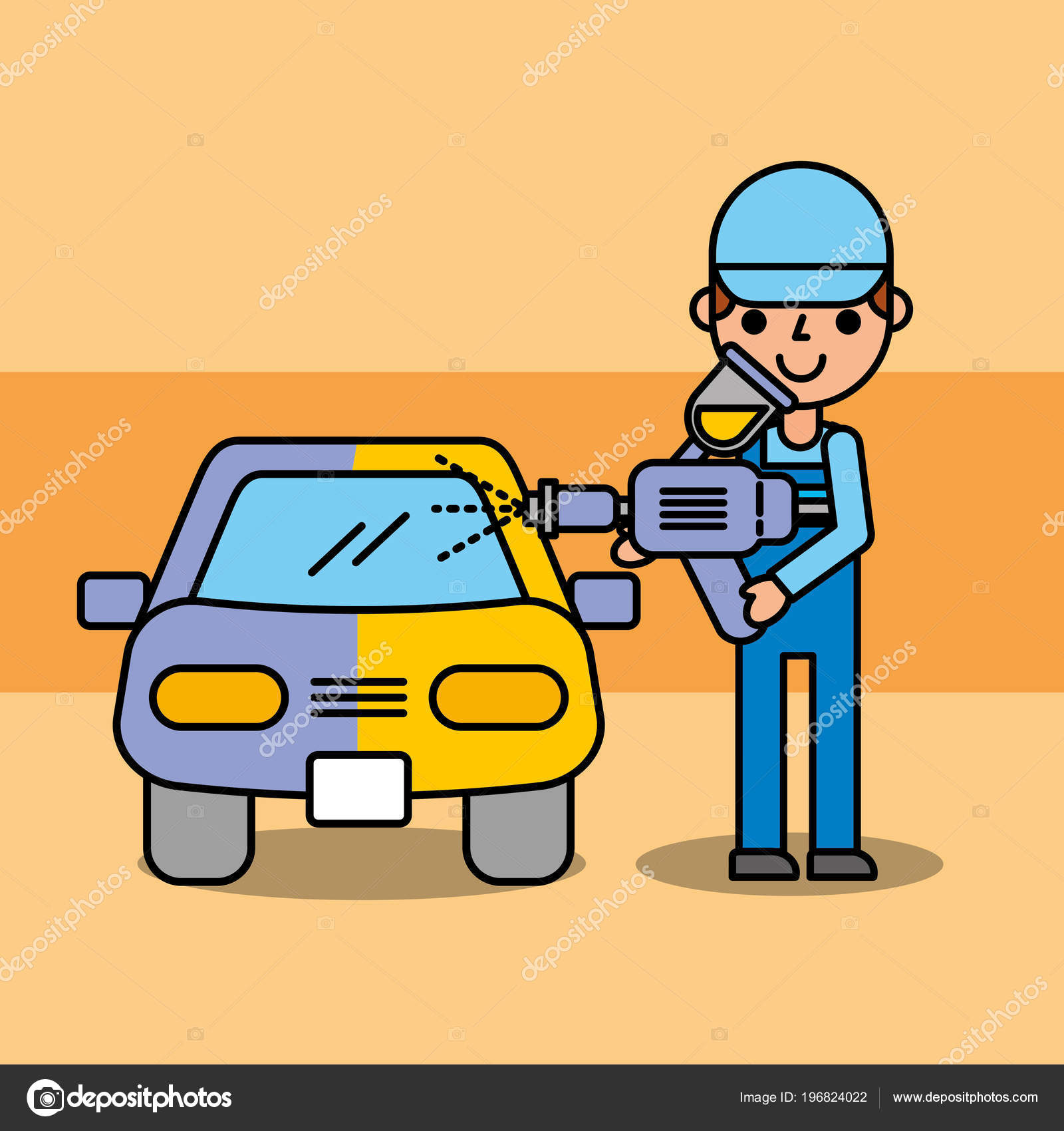 Auto mechanic painting car equipment service Stock Vector Image by ©yupiramos #196824022 Auto mechanic painting car equipment service Stock Vector Image by ©yupiramos #196824022