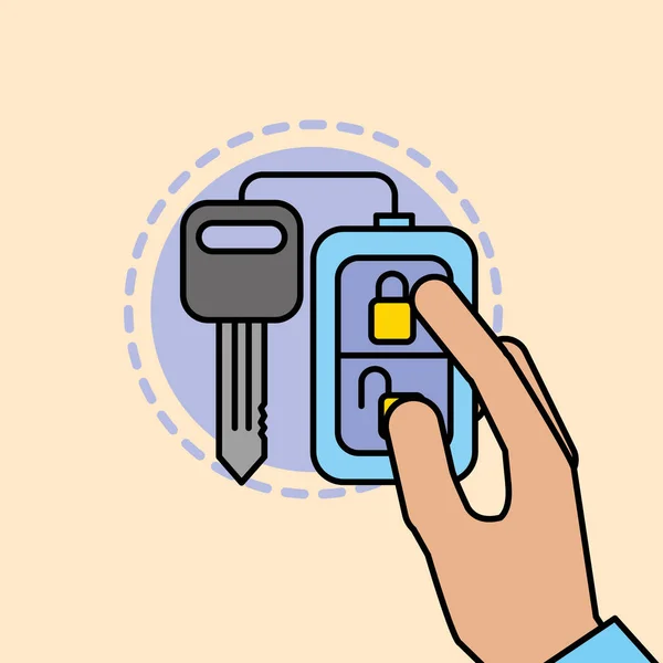 Hand holding remote key car service maintenance — Stock Vector