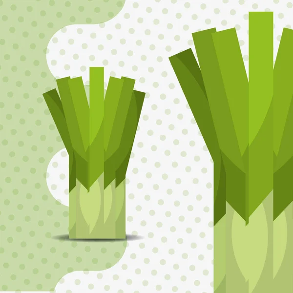 Ciboulette de légumes frais sur fond de points — Image vectorielle