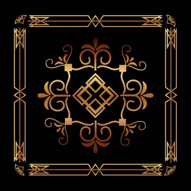 Art deco süs dekoratif çerçeve çiçek şablon