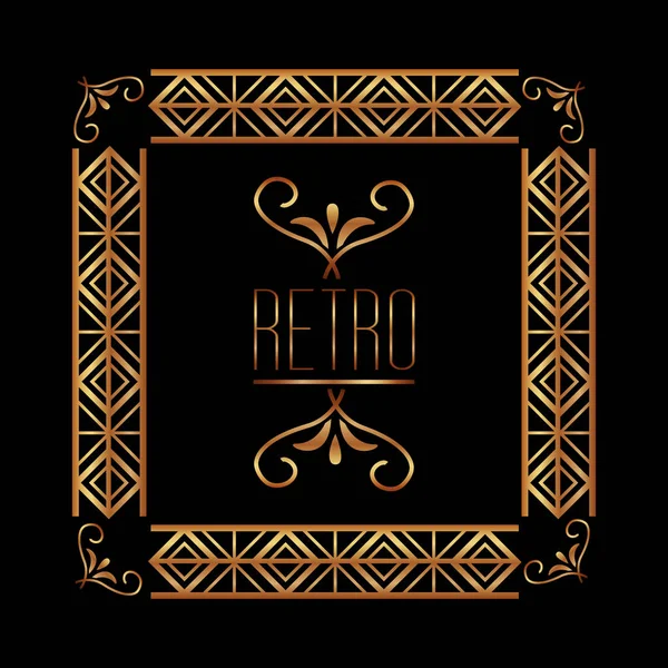 Marco de remolino decorativo florece oro de lujo — Vector de stock