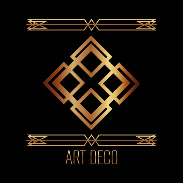 Art deco lujo elegante ornamento vintage dorado — Vector de stock