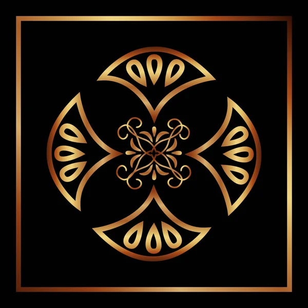 Remolino decorativo de lujo florece oro — Vector de stock