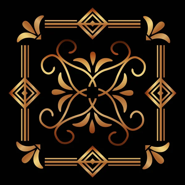 Elegante marco anticuario en estilo art deco adorno de filigrana — Vector de stock