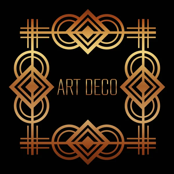 Marco art deco dorado geométrico decorativo real — Vector de stock