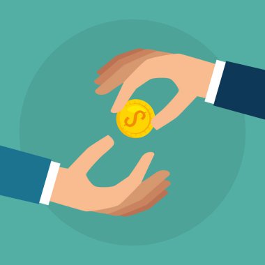 sikke para izole simgesi ile el