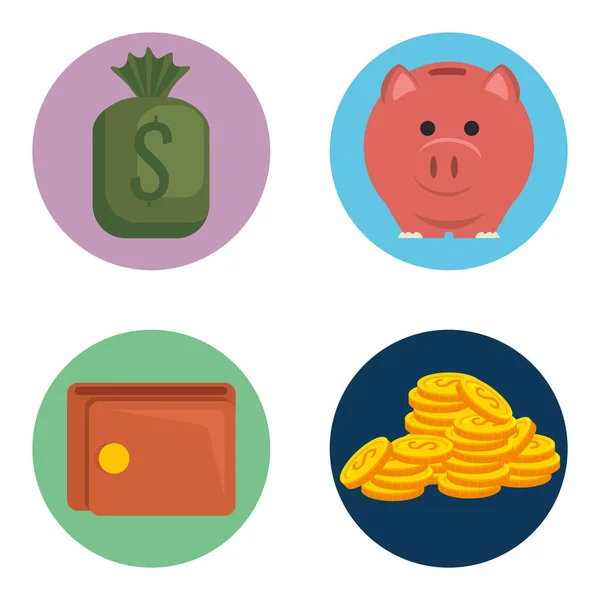 Geld financiële set pictogrammen — Stockvector