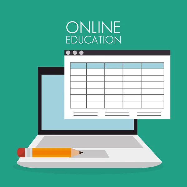 On line education with laptop — Stock Vector