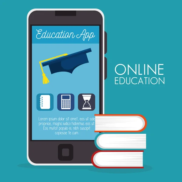 On line education with smartphone — Stock Vector