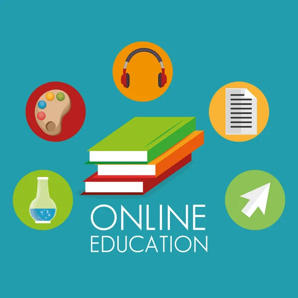 En línea educación conjunto iconos — Vector de stock