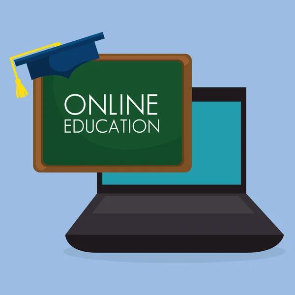 Educazione on line con laptop — Vettoriale Stock