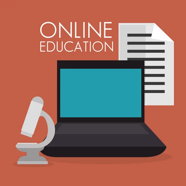 On line education with laptop — Stock Vector