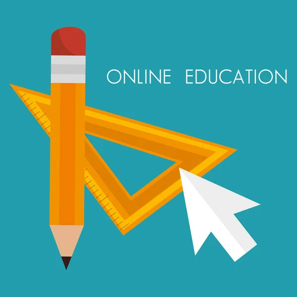 On line education with mouse cursor — Stock Vector