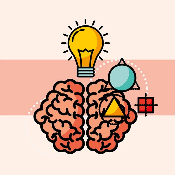 Brain creative idea bulb think — Stock Vector