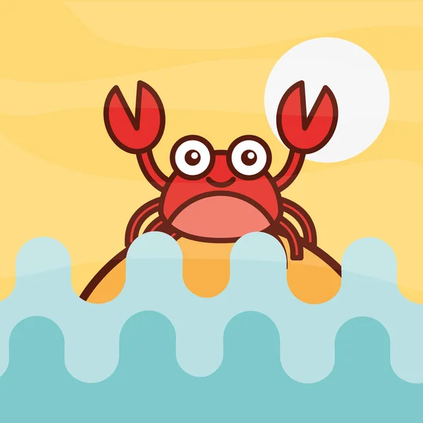 Cangrejo crustáceo vida marina de dibujos animados — Vector de stock