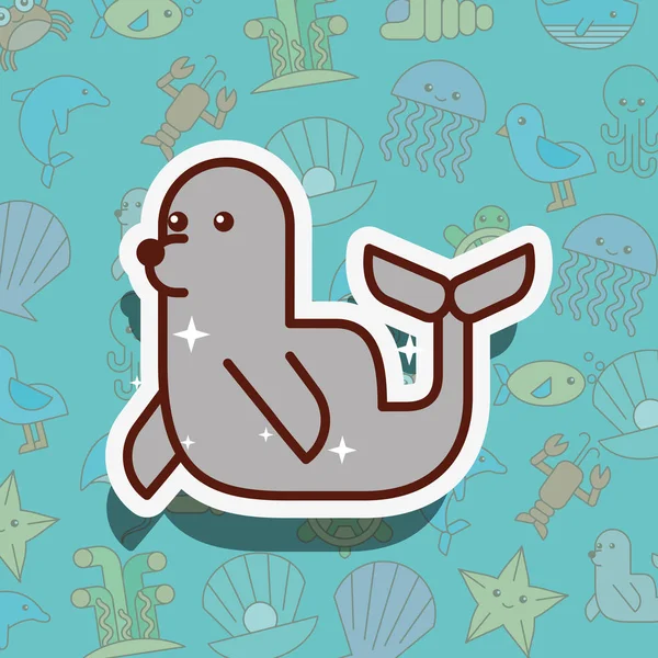 Foca monje vida marina dibujos animados — Vector de stock