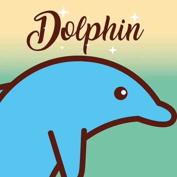 Cetáceos delfín vida marina de dibujos animados — Vector de stock