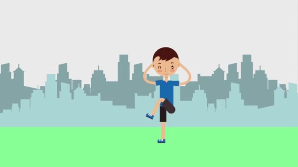 Kid personal sport trainer — Stock Video