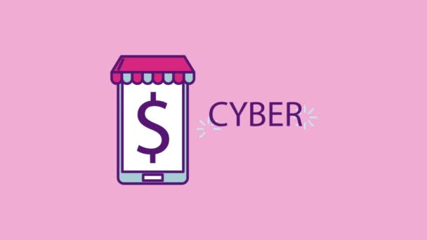 Cyber måndag koncept — Stockvideo